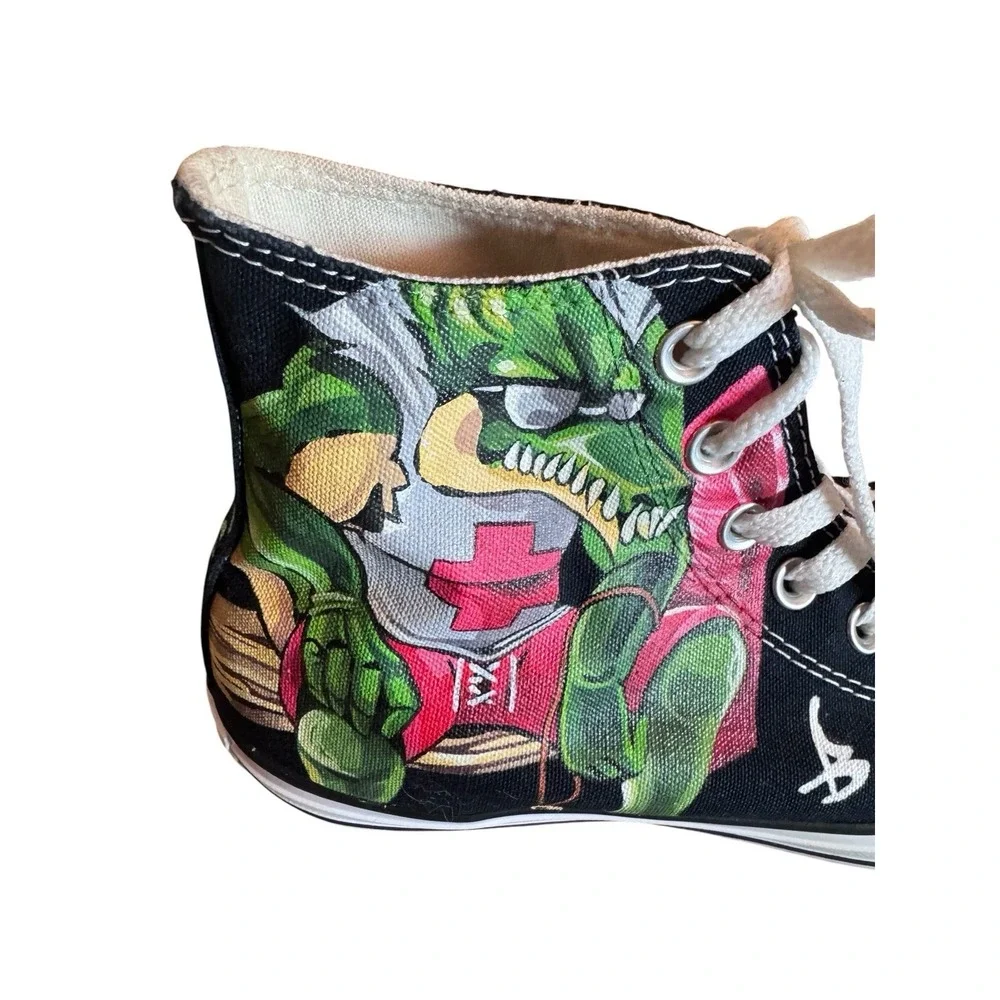 Custom Black White Converse Teenage Mutant Ninja Turtles Sz Men's 9/Women's Sz11 - Picture 2 of 10